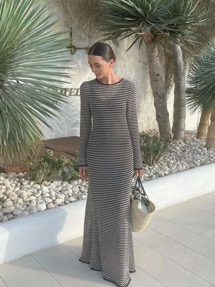 Thais Knit Striped Maxi Dress