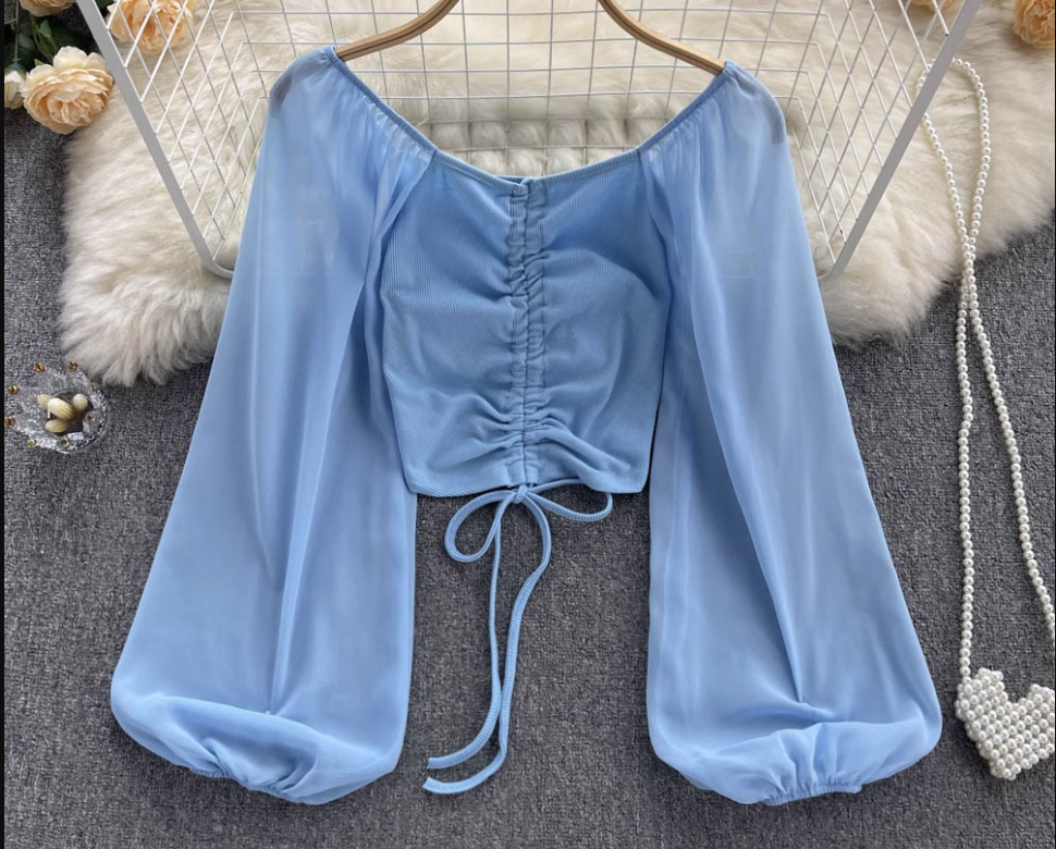 women's summer bubble long sleeve blouses ,