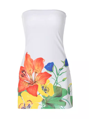 Summer resort style printed tube top dress