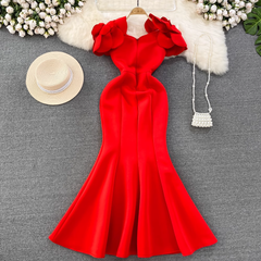 Red Mermaid Fashion Dress ,