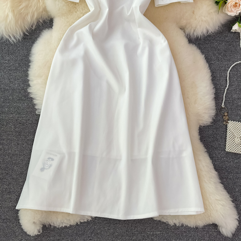 Sweet square neckline short summer white dress,