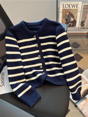 women's striped knitted cardigan