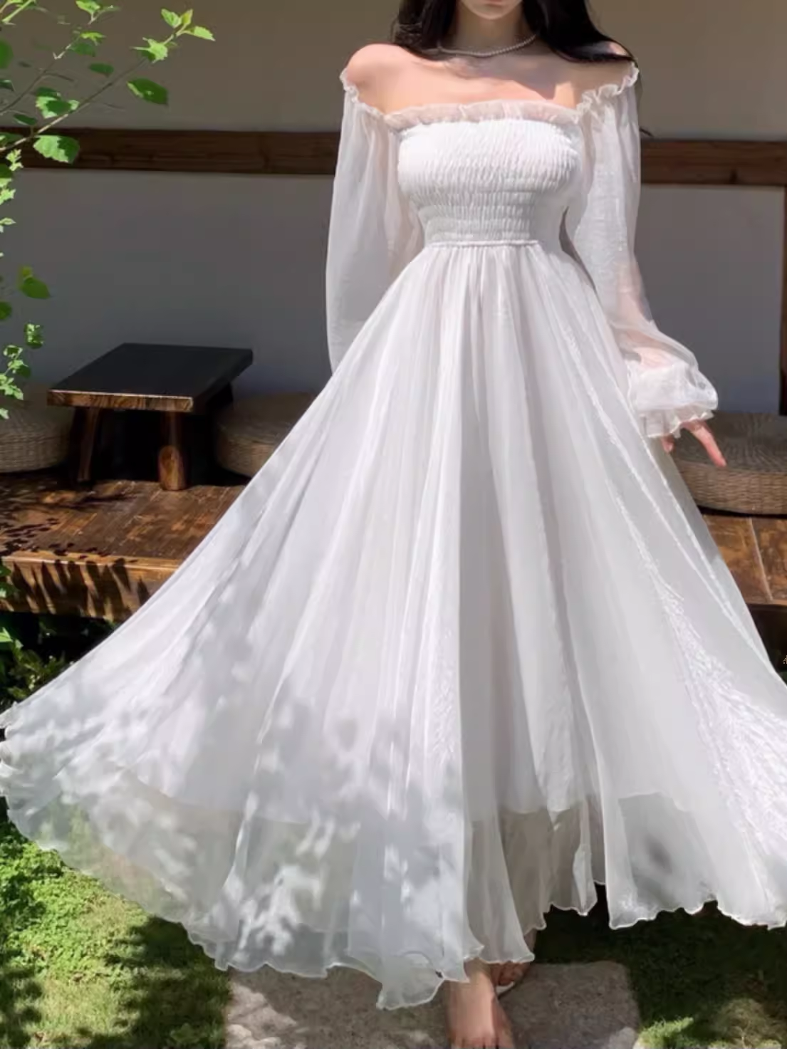 White Tulle Long Dress