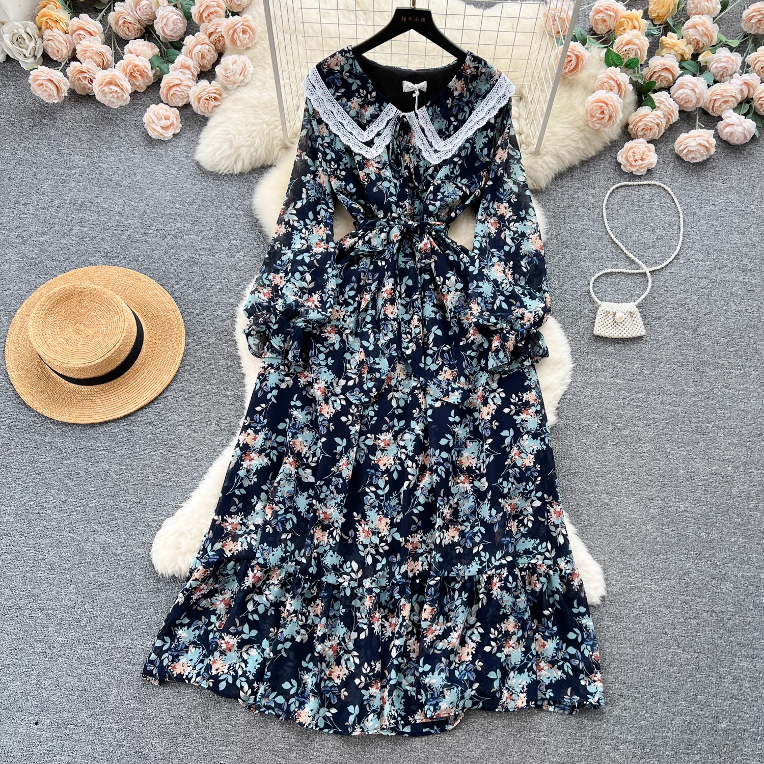 women's doll collar floral dress