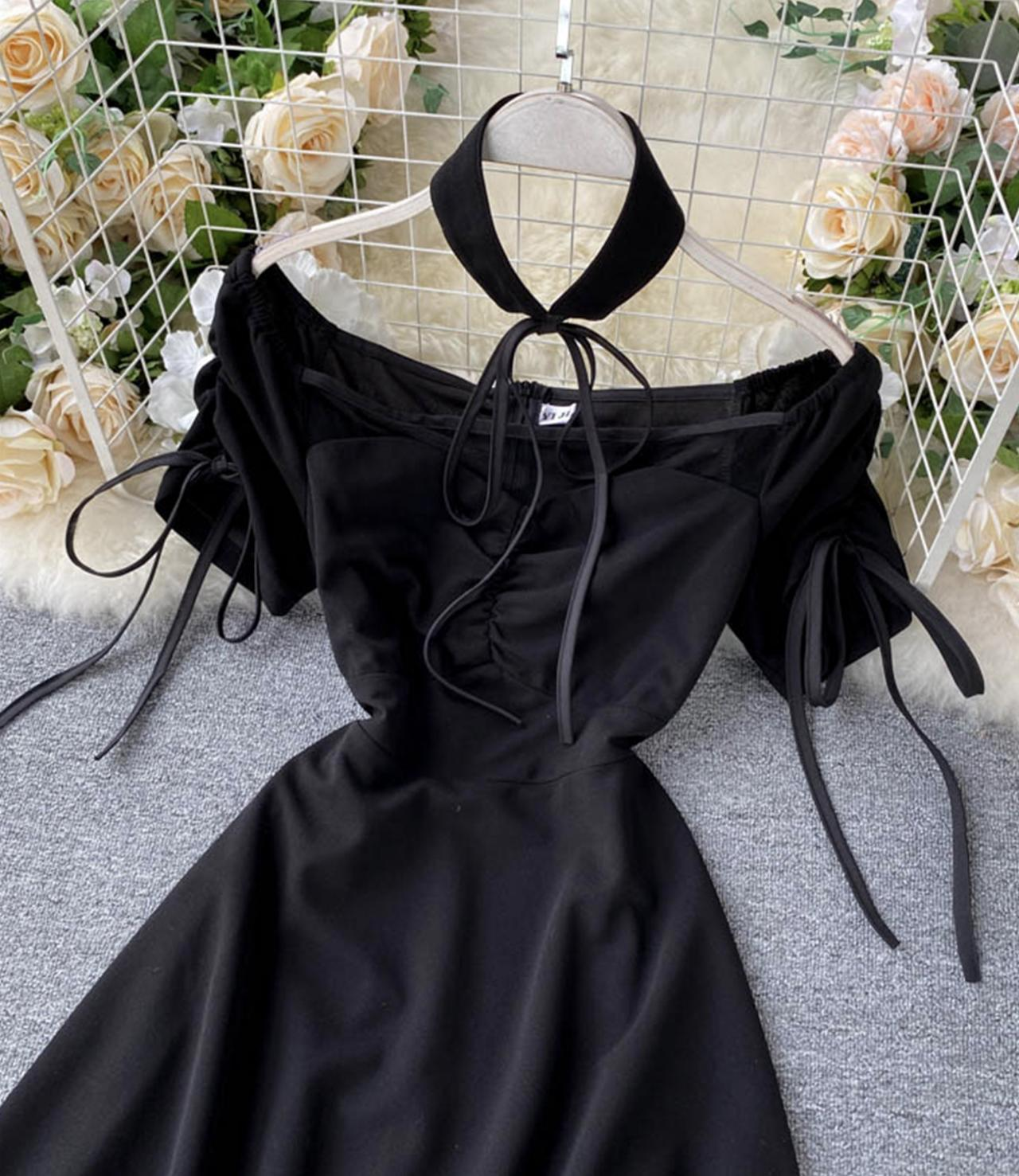 Black A line short dress fashion dress ,