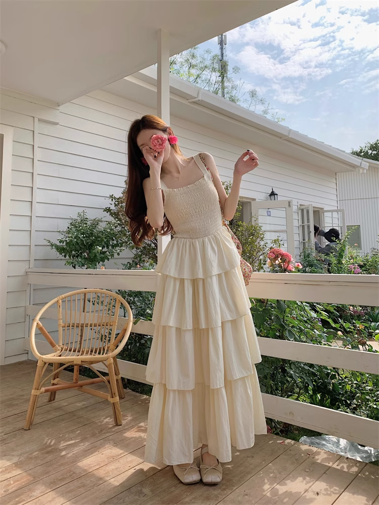 summer A-line tiered long dress