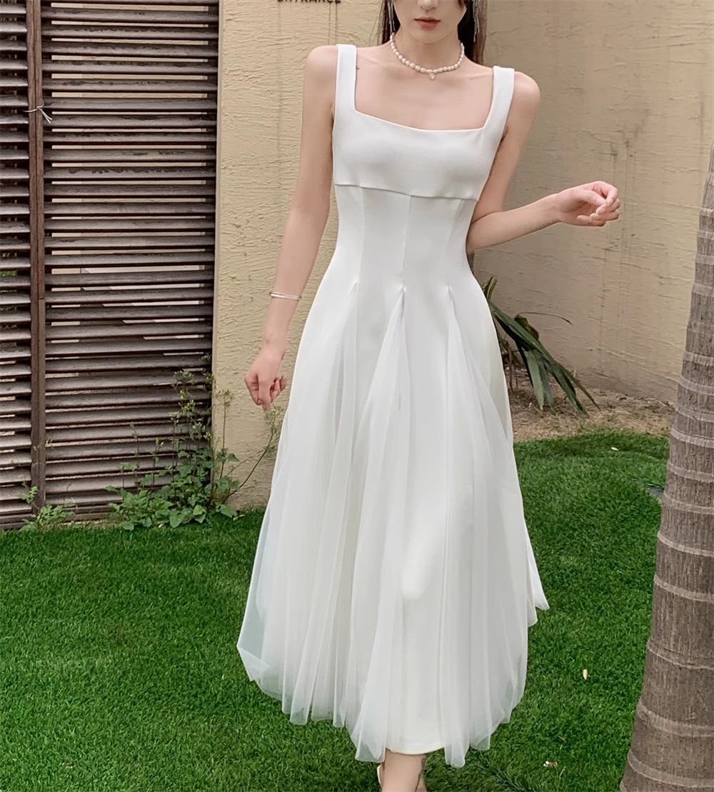 A-line White Summer Dress