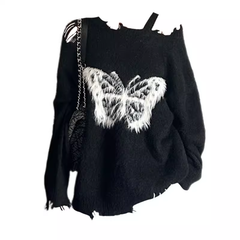 women's retro butterfly lazy style sweater