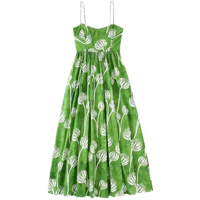 Green Spaghetti Straps Dress