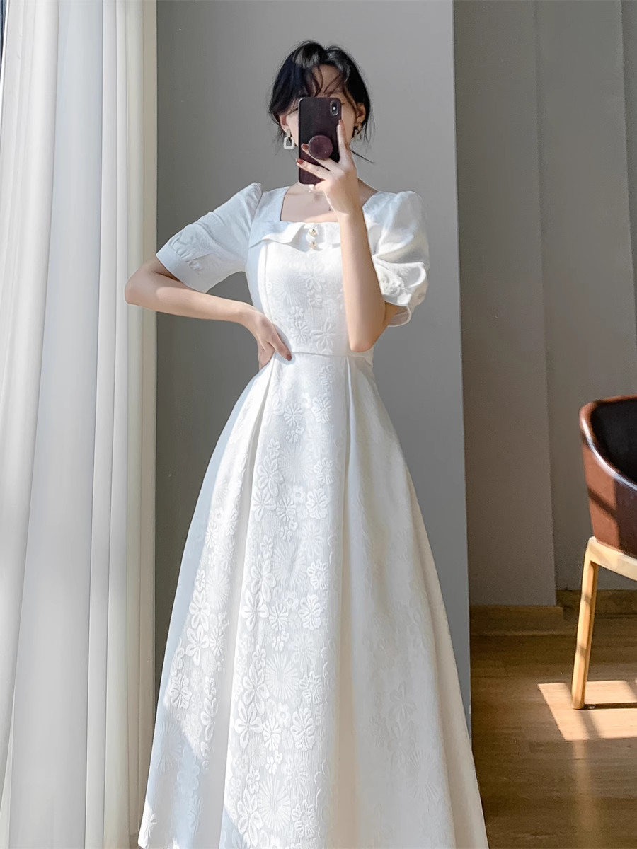 summer white french a-line dress