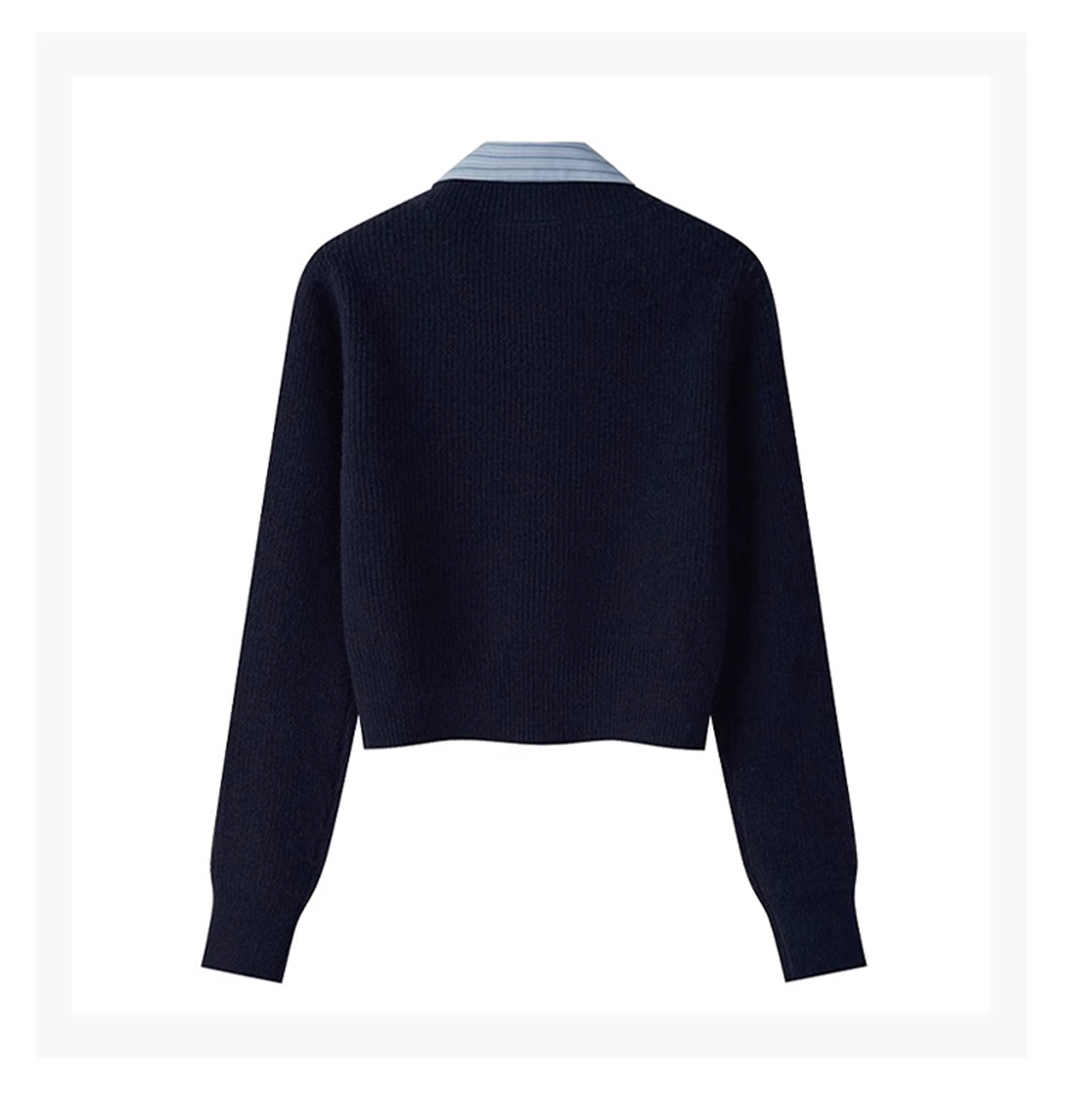 College style sweater for women autumn and winter new fake two-piece sweater British polo collar