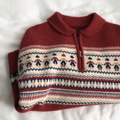 Vintage jacquard lapel sweater