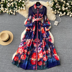 French court retro elegant printed dress