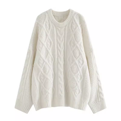 Women's white sweater in autumn and winter retro lazy style