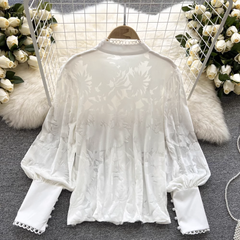 Women's Puff Sleeve Lace Blouses ,