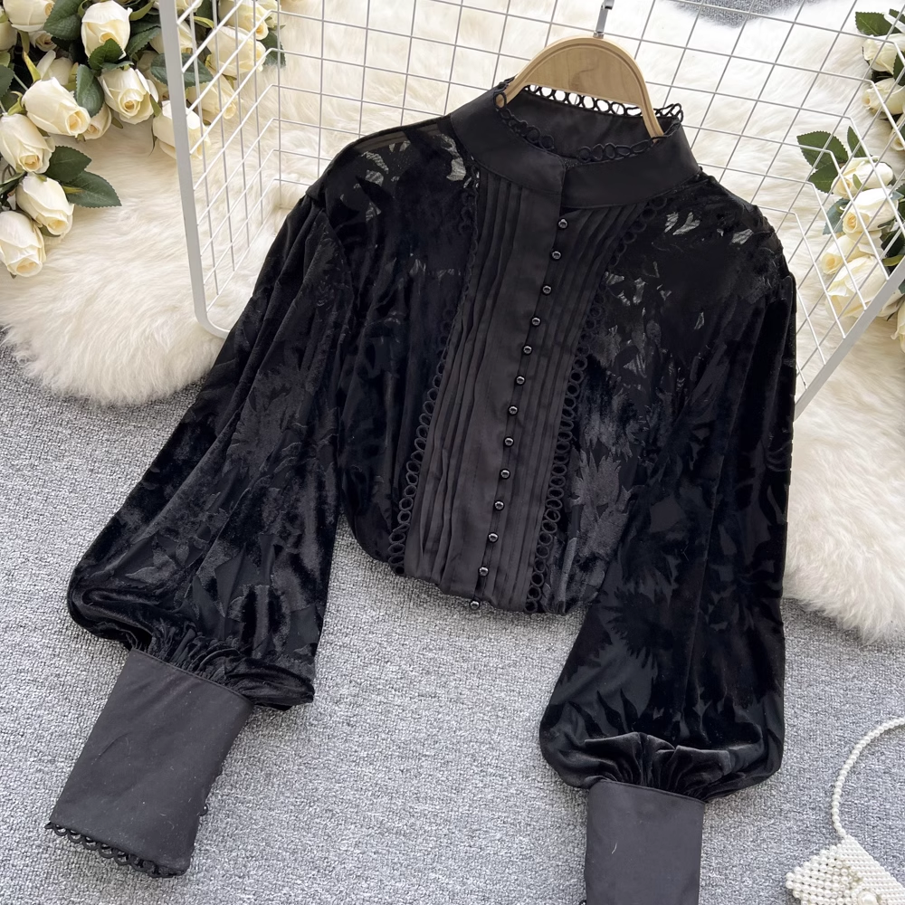 Women's Puff Sleeve Lace Blouses ,