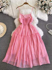 Pink a-line dress seaside vacation long dress