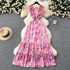 women's v neck printed dress