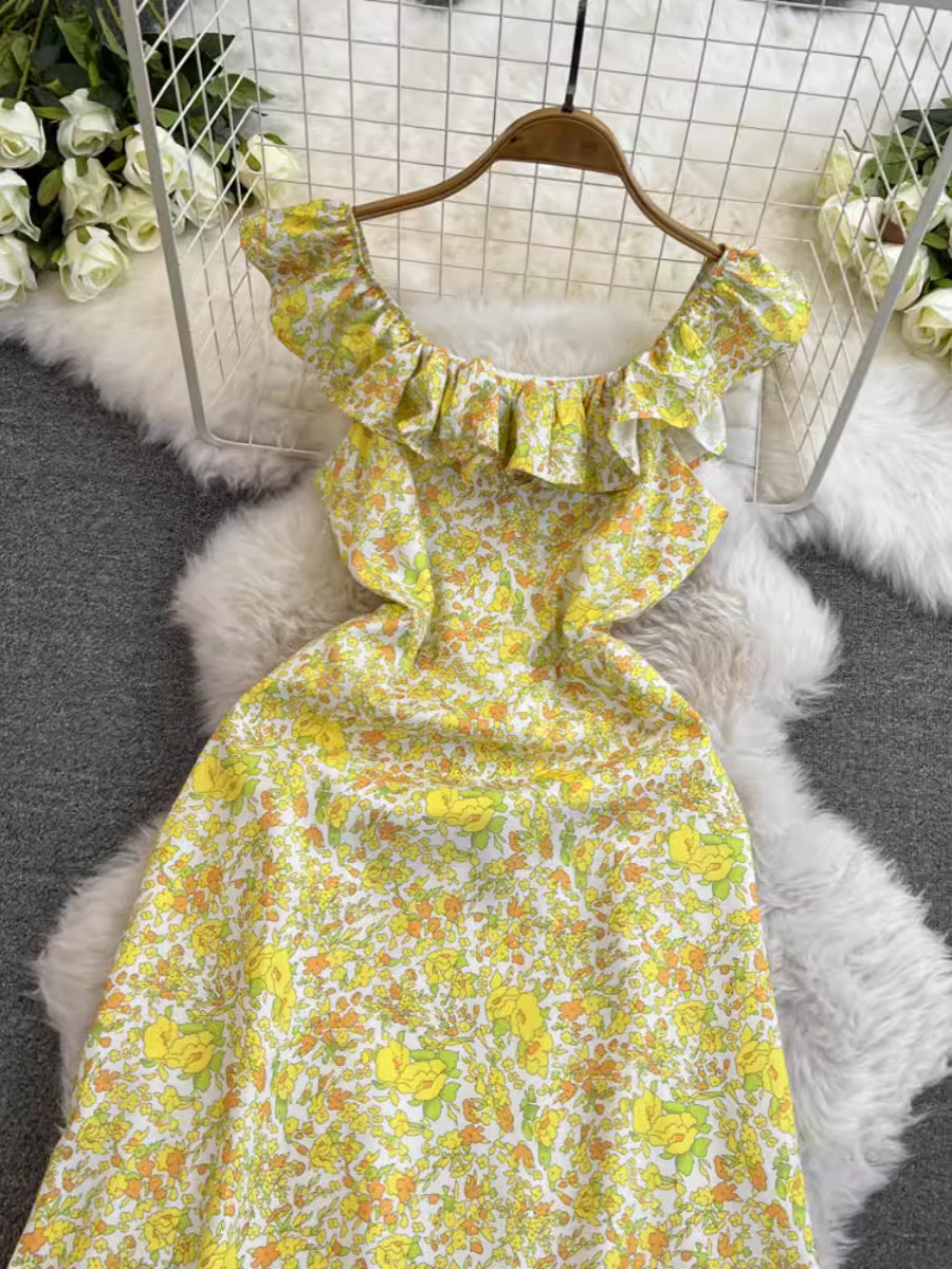 Floral dress with square neck