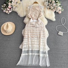 Elegant A-Line Embroidered Lace Dress