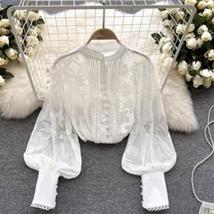 Women's Puff Sleeve Lace Blouses ,