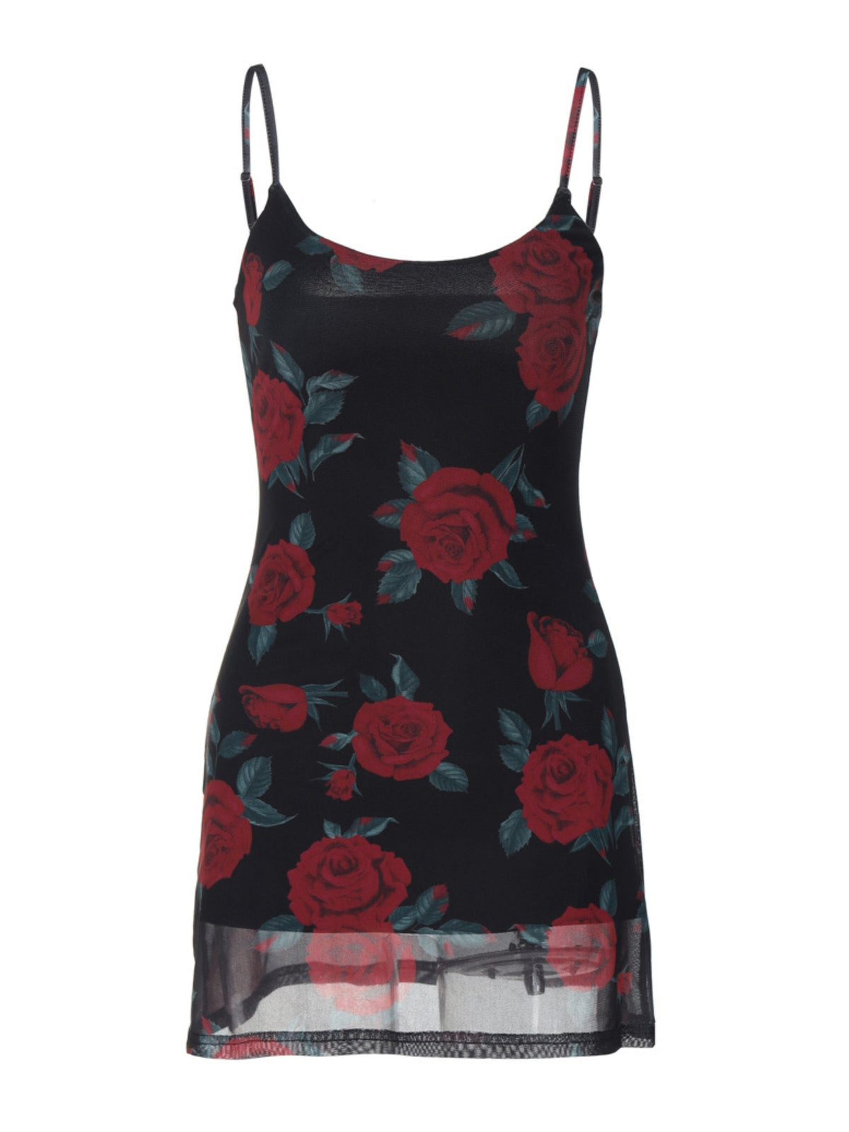 Jenaya Rose Print Mesh Mini Dress