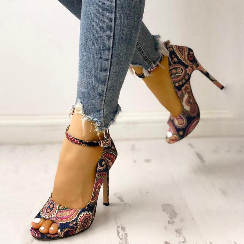 Ankle Strap High Heels Peep Toe Sandals