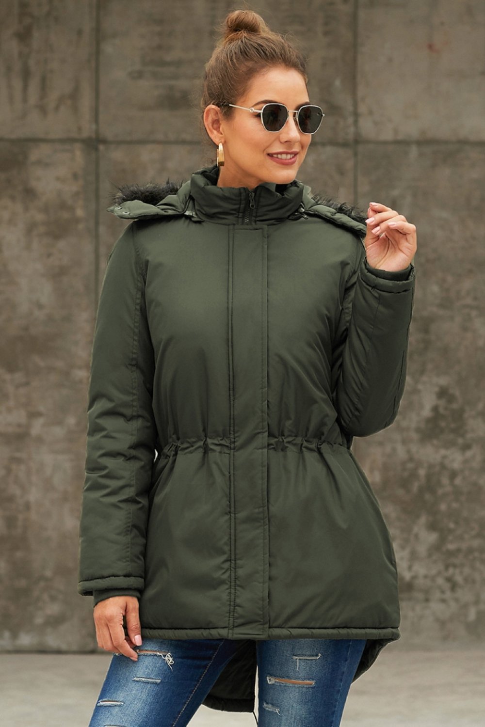 Anteroposterior Asymmetry Cotton Hooded Coat