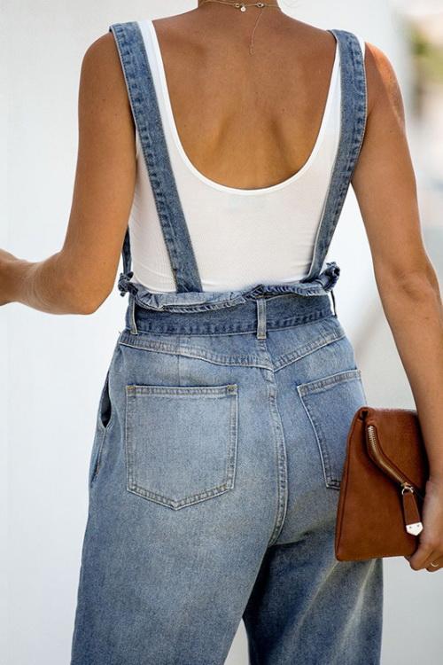 Auricularia Jeans Belt Casual Overalls