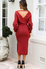 Backless Tie Up Knit Slim Dress