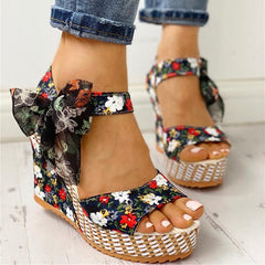 Bohemian Flowers Knot Leisure Wedges Sandals