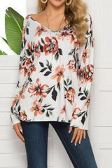 Bohemian Round Neck Flower Print Top