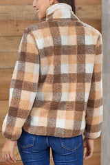 High-collar Checked Plush Plaid Sweater