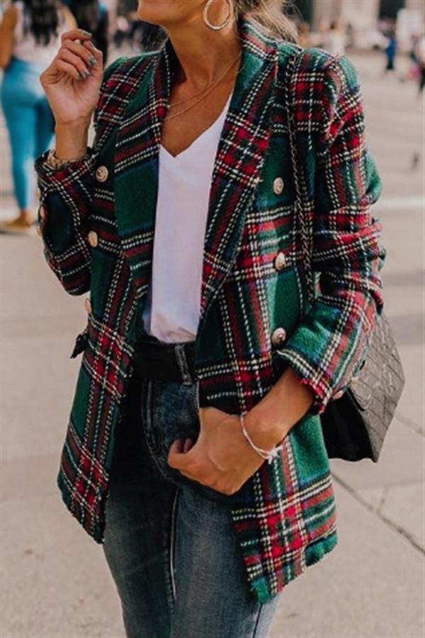 High Street Tweed Chic Plaid Blazer