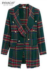 High Street Tweed Chic Plaid Blazer