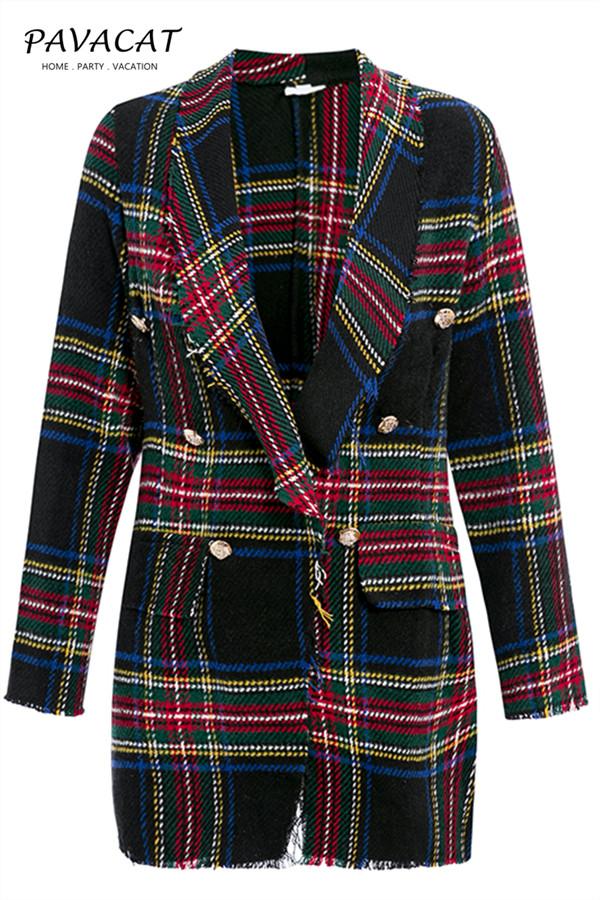 High Street Tweed Chic Plaid Blazer