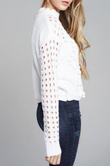 Hollow Out Pompom Knitting Sweater