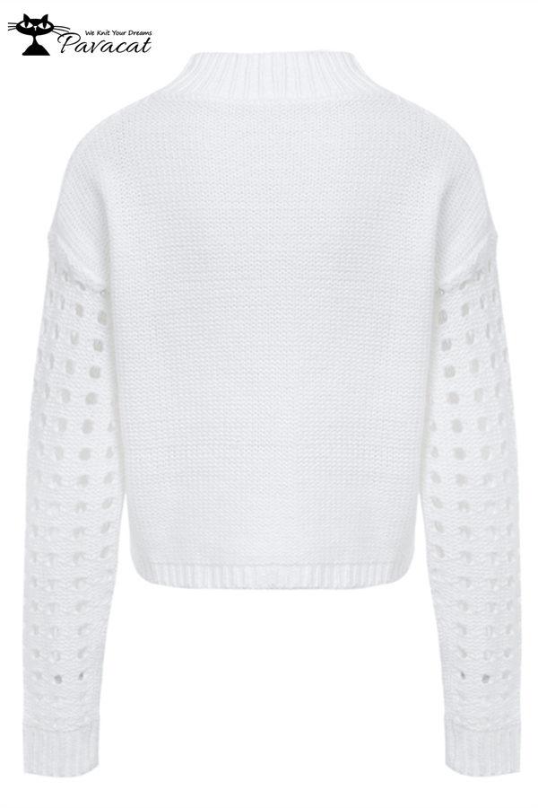 Hollow Out Pompom Knitting Sweater