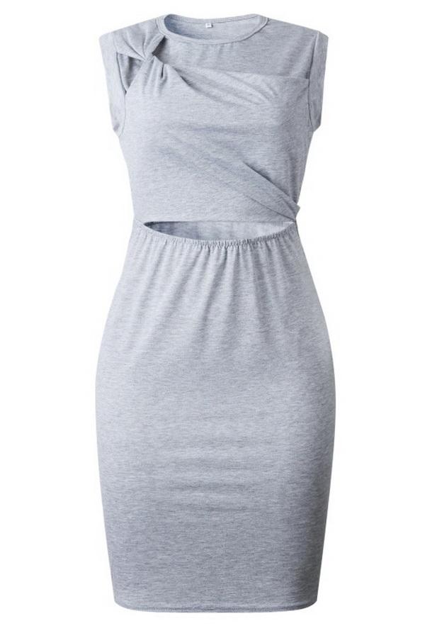 Irregular Round-necked Sleeveless Dress