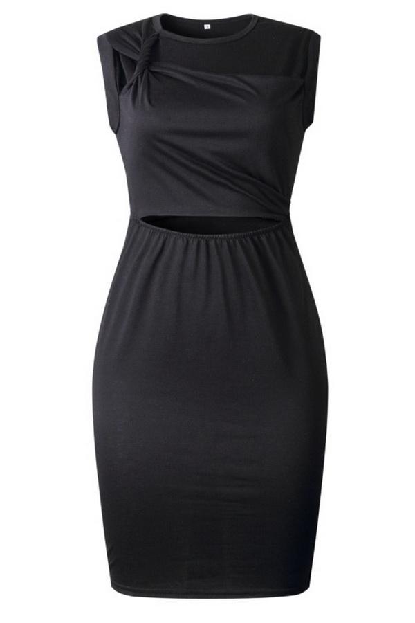 Irregular Round-necked Sleeveless Dress