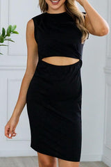 Irregular Round-necked Sleeveless Dress