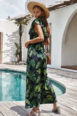 Island Forest Floral Wide Legs Jumpsuit