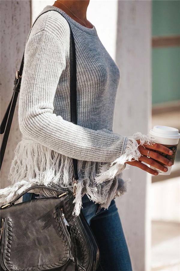 Joyful Tassels Knit Sweater