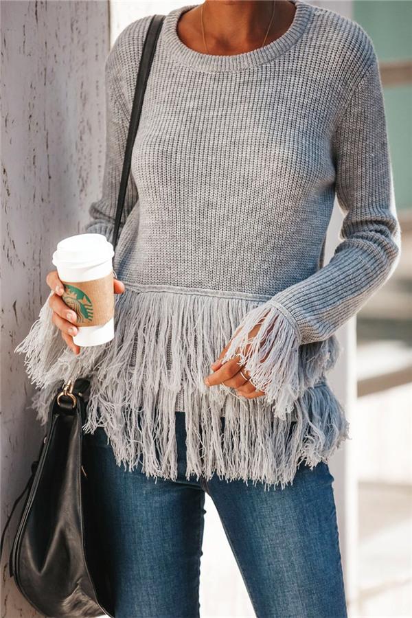 Joyful Tassels Knit Sweater