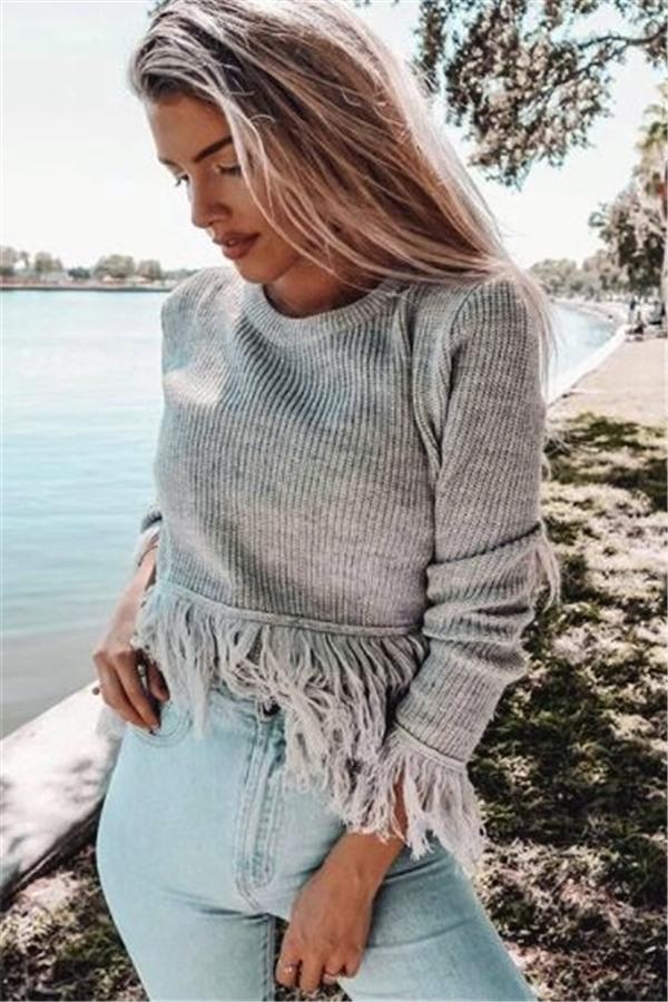 Joyful Tassels Knit Sweater