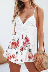 Lace Floral Sleeveless Romper