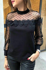 Lace Hollow Out Long Sleeve Top