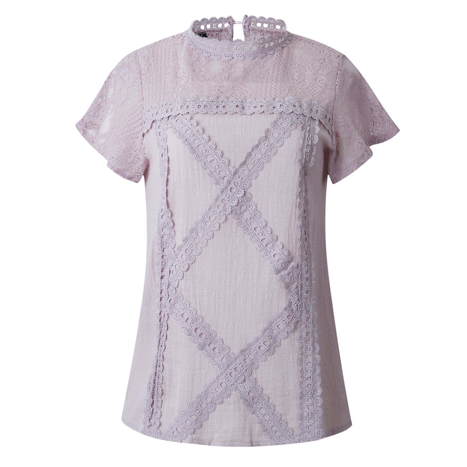 Lace Hollow Out Round Neck Tee
