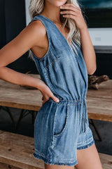 Lace Vest Denim Jumpsuit