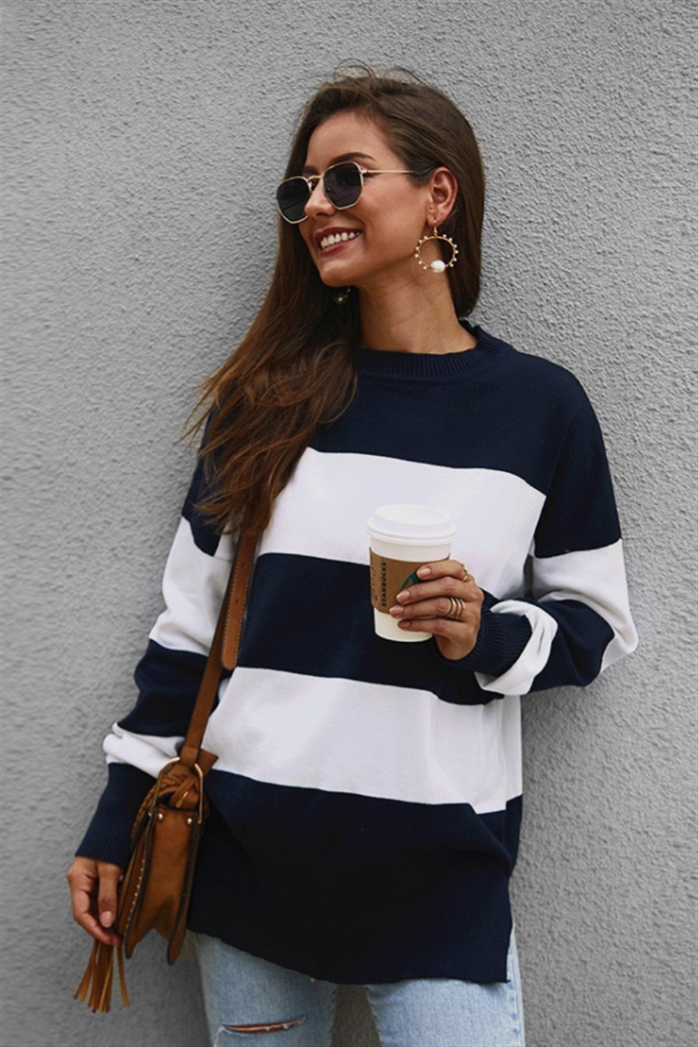 Leisure Color Block Loose Sweater